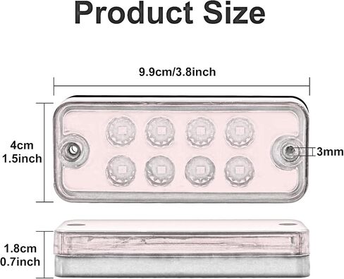 Ourbest LED Truck Marker Lights, 8-LED Rectangle Clearence Side Marker Light Red 12V-24V Waterproof for Car Trailer Van RV Bus Lorry(Red) in Kuwait