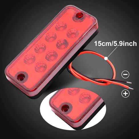 Ourbest LED Truck Marker Lights, 8-LED Rectangle Clearence Side Marker Light Red 12V-24V Waterproof for Car Trailer Van RV Bus Lorry(Red) in Kuwait