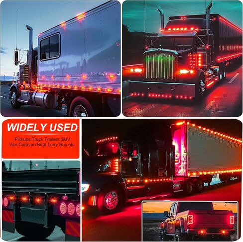 Ourbest LED Truck Marker Lights, 8-LED Rectangle Clearence Side Marker Light Red 12V-24V Waterproof for Car Trailer Van RV Bus Lorry(Red) in Kuwait