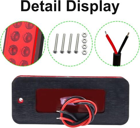 Ourbest LED Truck Marker Lights, 8-LED Rectangle Clearence Side Marker Light Red 12V-24V Waterproof for Car Trailer Van RV Bus Lorry(Red) in Kuwait
