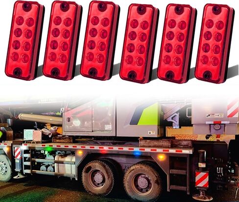 Ourbest LED Truck Marker Lights, 8-LED Rectangle Clearence Side Marker Light Red 12V-24V Waterproof for Car Trailer Van RV Bus Lorry(Red) in Kuwait