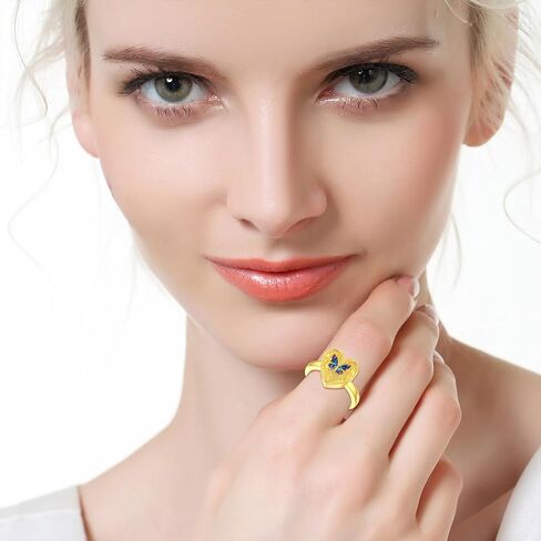 SOULMEET Personalized 10K 14K 18K Gold Enamel Butterfly Rings for Ashes Gold Butterfly Locket Urn Ring Keepsake Memorial Jewelry Cremation Rings for Women in Saudi Arabia