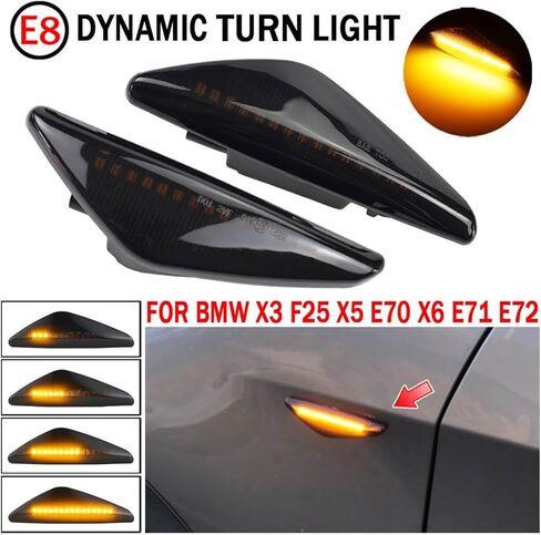 Turn Signal Lamp Led Front Fender Side Marker Light Compatible with BMW X3 X5 X6 F25 2011-2017 E70 2007-2013 (not for X5M) E71 / E72 2008-2014 (Black) in Kuwait