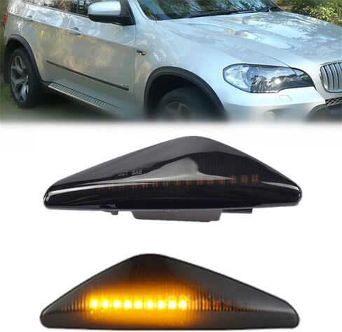 Turn Signal Lamp Led Front Fender Side Marker Light Compatible with BMW X3 X5 X6 F25 2011-2017 E70 2007-2013 (not for X5M) E71 / E72 2008-2014 (Black) in Kuwait