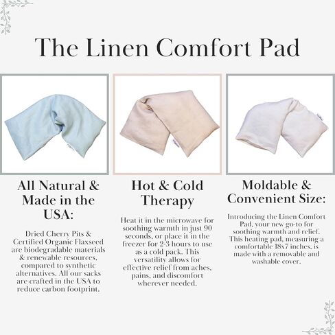 Microwave Heating Pad - 100% Linen Cover, Unscented, Size 18x7, Comforting Heat Pad for Cramps, Back,Neck,Shoulders, Leg Pain, Hot Microwavable Heat Pack, Color: Sand, Made in USA in Kuwait