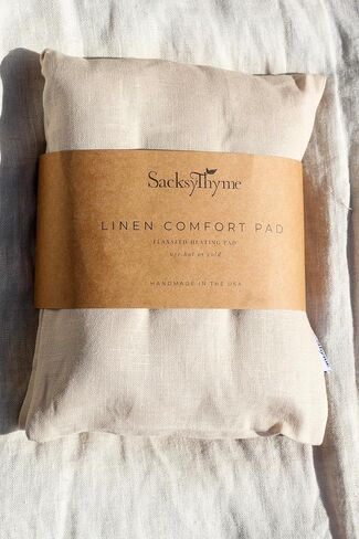 Microwave Heating Pad - 100% Linen Cover, Unscented, Size 18x7, Comforting Heat Pad for Cramps, Back,Neck,Shoulders, Leg Pain, Hot Microwavable Heat Pack, Color: Sand, Made in USA in Kuwait
