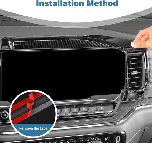 for Silverado Center Dash Panel Trim Cover Carbon Fiber Compatible with Chevy Silverado 2022 2023 2024 Carbon Fiber Interior Accessories in Kuwait
