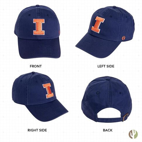 قبعة بيسبول جامعة صبار الصحراء إلينوي القتال Illini U of I قبعات مطرزة ذات حواف قبعة قابلة للتعديل بحزام قماش للبالغين (نمط E1) أبيض in Saudi Arabia