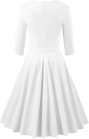 MUXXN Women's Vintage 50s 3/4 Sleeve Midi Sweetheart Neckline Wedding Guest Party Swing Dresses in Kuwait