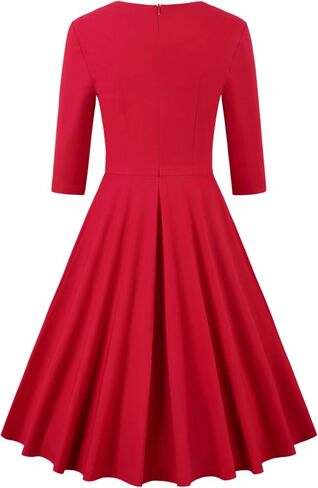 MUXXN Women's Vintage 50s 3/4 Sleeve Midi Sweetheart Neckline Wedding Guest Party Swing Dresses in Kuwait