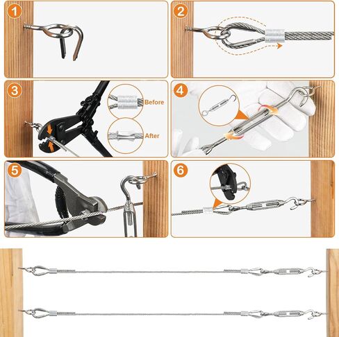 TooTaci 1/8 Stainless Steel Cable, 100ft 1/8 Wire Rope with Wire Rope Crimping Tool and Wire Cutter, 7×7 Strands Aircraft Cable for Deck Railing, Clothesline, Shade Sails, String Light in Saudi Arabia