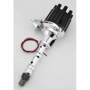Pertronix D101700 Flame-Thrower Plug and Play Vacuum Advance Black Cap Billet Electronic Distributor with Ignitor II Technology for Chevrolet 409