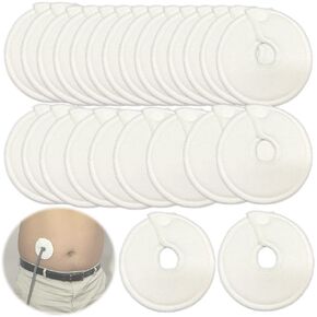 G Tube Feeding Pad Holder with Button for PD Ileostomy Stoma Patient Supplies, Extra Soft & Absorbent, 3" OD, 25 Pcs