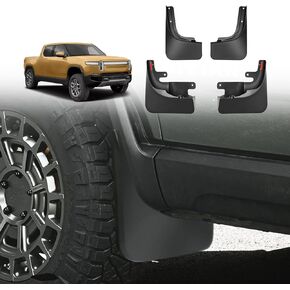 BestEvMod Mud Flaps Splash Guards Compatible with Rivian R1T 2022 2023 2024 Accessories Splash Fender Winter Vehicle Sediment Dirt Protection Set of 4 No Need to Drill Holes