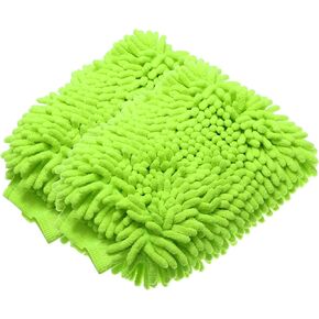 X AUTOHAUX 2pcs Dual-Sided Car Wash Mitts Chenille Sponge Double Sided Dirt Washing Foam Tool Universal for Car Blue