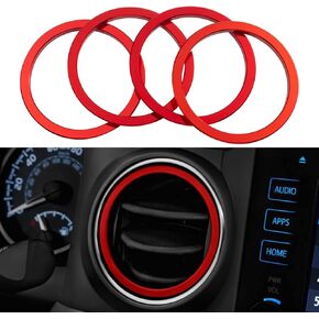 JDMCAR Compatible with Toyota Tacoma Accessories 2016-2022 2023 Premium Aluminum Alloy A/C Vent Ring Inner Trim Decoration Covers fit 2016-2023 Tacoma A/C Outlet Vent -(4 pcs Set, Red)