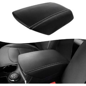 Car Front Center Console Armrest Cover Replacement for Ford Explorer 2011-2019, Vinyl Leather Trim, Middle Console Lid Replace Covering, Anti-Scratch, Black (Without Lid)