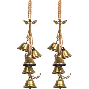 Witch Bells for Door Knob for Protection Kit Witch Wind Chimes Door Hanger Wiccan Bell Witchcraft Brass Witch Bells Door Protection Charm(2pcs Moon Style)