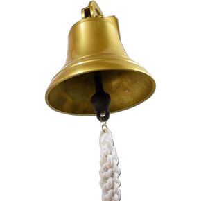 4"-Ship Bell - Large Brass Sleigh Bell, Wall Mounted Hanging Nautical Ships Bell for Dinner Christmas Service Craft Farmhouse Maritime Church Pirate House