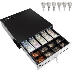 16" POS Cash Drawer Stainless Steel Front, Ball bearing slide, Heavy Duty POS with Removable Tray 5Bill/5Coin