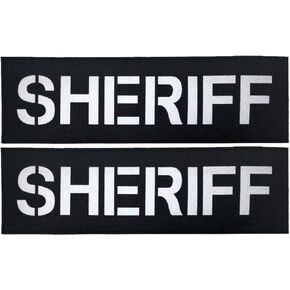 Infrared Reflective Sheriff Patch, Tactical Military Morale Emblem Vest Combat Plate Carrier Law Enforcement Badges with Hook and Loop Fastener Backing, Bundle 2 Pieces (Army Green, 3.94 x 1.57 Inch)