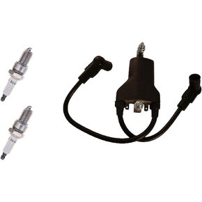 PARTSRUN High Performance Ignition Coil OEM#26652-G01 with 2pcs Spark Plug for E-Z-GO Gas Golf Cart (1991-2002) TXT 4-Cycle Engines Replacement - EPIGC103 ZF-IG-A00114-2HHS