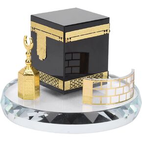 YEmirth 3 Pcs Muslim Crystal Gilded Kaaba Clock Tower Miniature Model Showpiece Muslim Crystal Gilded kaaba Model Kits Islamic Architecture Handicraft Home Vehicle Decor Islamic Building Gift