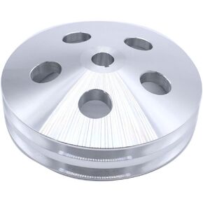 1 PC SHLPDFM Billet Aluminum Chrome Pulley 2 Groove Key-way Power Steering Pump Pulley Compatible with Chevy Gm To 1972