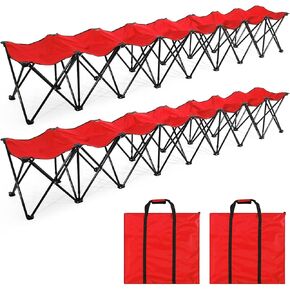 Beeveer 2 Pack 8 Seats Foldable Sideline Bench Portable Folding Team Sports Bench Chairs with Carry Bag Soccer Chair Camping Bench Folding Bench Seating for Soccer Outdoor Camping