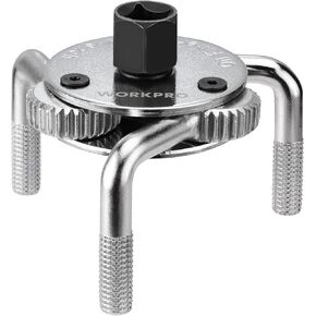 WORKPRO Universal Adjustable Oil Filter Wrench From 3" to 5.5", Heavy Duty Oil Filter Removal Tool with 3 Jaws for Cars, Trucks, Tractor