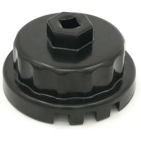 Aluminum Cup Wrench for Removing Toyota Oil Filter Caps, 64mm Flute, Fits 2.5L to 5.7L Engines, Black