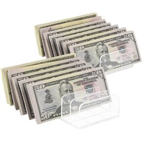 2 Pack Acrylic Cash Trays Money Budget Tray 7 Section Divider Acrylic Money Organizer Clear Cash Organizer Cash Holder Money Storage Organizer