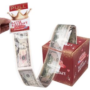 Happy Birthday Money Box for Cash Gift Pull, Black Gold Surprise Explosion Holder with Card & 45Pcs Plastic Bags with Adhesive, Unique DIY Money Roll Ideas for Men/Kids/Adults/Friends/Boys in Kuwait