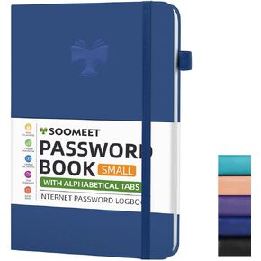 Soomeet Password Book with Alphabetical Tabs, Hardcover Password Keeper, A5 Size 8.3"x6" Password Notebook for Saving Internet Login, Username, Password Organizer for Computer & Website Logins in Saudi Arabia