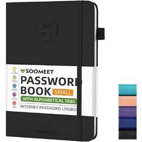 Soomeet Password Book with Alphabetical Tabs, Hardcover Password Keeper, A5 Size 8.3"x6" Password Notebook for Saving Internet Login, Username, Password Organizer for Computer & Website Logins