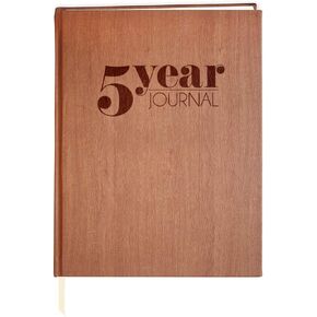 BookFactory 1 Year Journal/One Year Diary Log Book/LogBook, Soft Wood Finish - 5.25" x 8.25" (JOU-368-M5CS-AXE94000(1-Year))