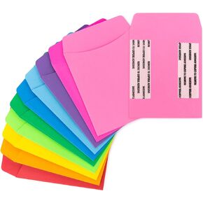 Hygloss Self-Adhesive Library Folder Pocket, 5" x 3.5", 10 Assorted Colors, 30 Count