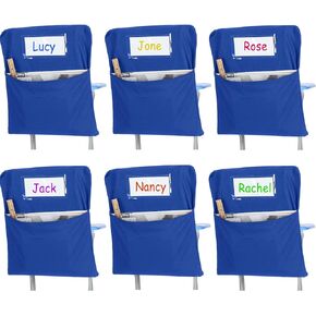 Maitys 6 Pack Large 17 Inches Chairback Buddy Pocket Chart Student Chair Pockets Chair Back Classroom Organizer with Name Tag for Keeping Kids Student Book School Table Desk Organized(Black)