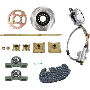 labwork 32 Rear Axle Assembly Kit Shaft + Hub+ Chain+ Brake Master Cylinder Replacement for Go Kart ATV