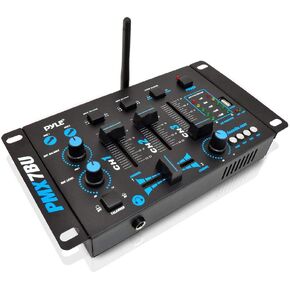 Pyle Wireless DJ Audio Mixer - 3 Channel Bluetooth Compatible DJ Controller Sound Mixer, Mic-Talkover, USB Reader, Dual RCA Phono/Line In, Microphone Input, Headphone Jack, Black