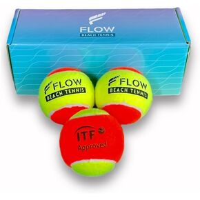 Flow Beach Tennis Beach Tennis Balls, ITF Approved Beach Tennis Balls, (Pack with 3), Low Compression, Sand Court Balls for Beach Tennis