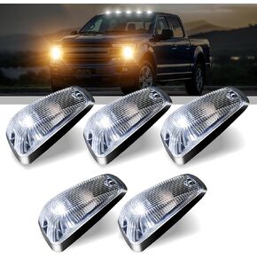 Roof Cab Marker Lights, Top Clearance Running Lights 12V, Roof Running Lights Cab Lights for Ford F250, F450, F550 1999-2016 Super Duty Pickup-Smoked Lens+ Amber LED