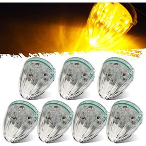 Partsam 7pcs Top Roof Running Amber Cab Marker Lights 17LED Clear Lens Replacement for Kenworth Peterbilt Freightliner Mack Truck Trailer
