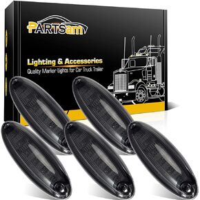 Partsam 5pcs Waterproof Amber Lens Yellow 6 LED Top Cab Marker Roof Running Lights Lamps Replacement for Freightliner Cascadia Heavy Duty Truck