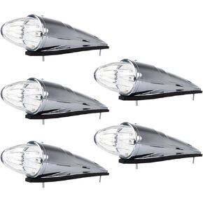 5x 17LED Amber Top Roof Running Bulbs Clear Lens Torpedo Marker Lamp Amber Led Replacement fit for Heavy Duty Trucks for Kenworth For Peterbilt For Freightliner Mack Upper Roof Cab Light