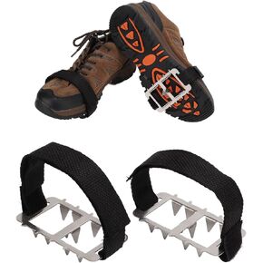 10 Tooth Mountaineering Anti Skid Crampons, Anti Slip Ice Claws Shoes Cover, Safety for Snow Shoe Boot Ski Fishing Climbing, Bundled Ice Crampons for Each Kind of Boots