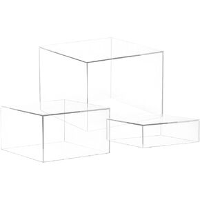 WHSLILR رافعات البوفيه، رافعات الطعام لطاولة البوفيه، رافعات التعشيش على شكل مكعب أكريليك مع قيعان مجوفة، رفوف عرض لمقتنيات الحلوى، أشكال المجوهرات، 6 بوصة × 7 بوصة × 8 بوصة، أسود 6 قطع in Kuwait