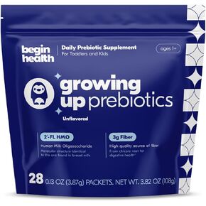 Daily Growing Up Prebiotics 28-Pack - Kids Digestion Powder, for Constipation Prone Kiddos | Softens Stool for Easy Pooping | Fiber Rich w/Chicory Root, Tasteless & Textureless