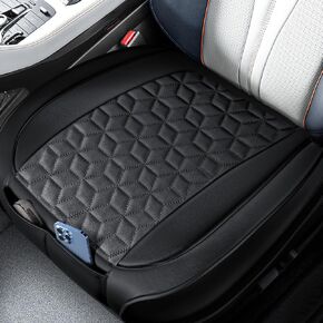 1 Pack Premium Car Seat Cover with 2X Thicker Sponge Padding For Ultra Comfort, Anti-Slip Faux Leather Seat Covers For Cars Front Seats, Waterproof Car Seat Protector Fits 95% Car, SUV, Truck (Black)