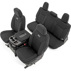Rough Country Neoprene Seat Covers for Chevy/GMC 1500 (2019-2024) - UV & Water Resistant Silverado Seat Covers, Foam Padded Seat Covers for Trucks Full Set - Front & Rear Seat Covers